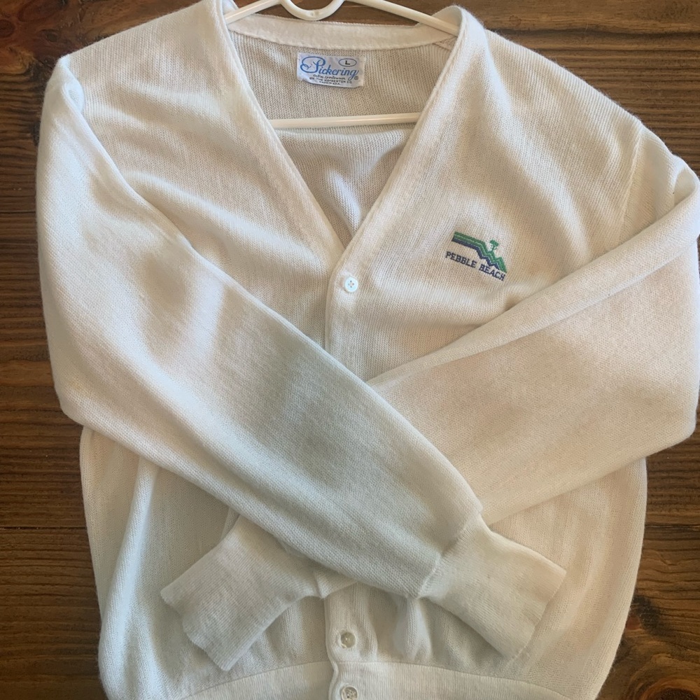 Men’s Vintage ‘Pebble Beach’ large, white cardigan